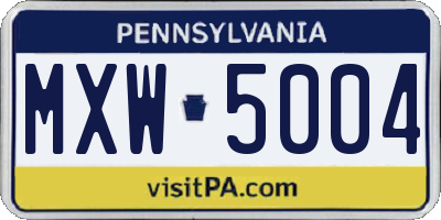 PA license plate MXW5004