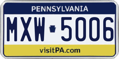 PA license plate MXW5006