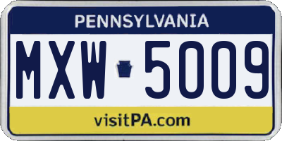 PA license plate MXW5009