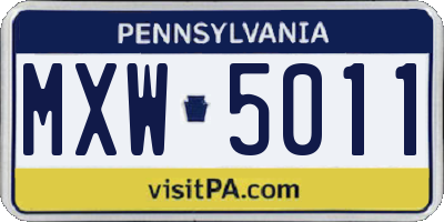 PA license plate MXW5011