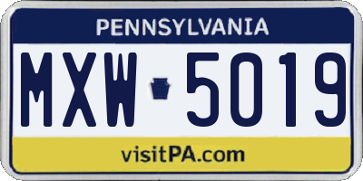 PA license plate MXW5019