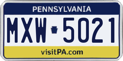 PA license plate MXW5021