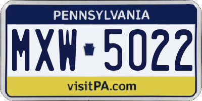 PA license plate MXW5022