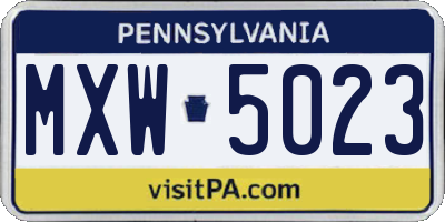PA license plate MXW5023