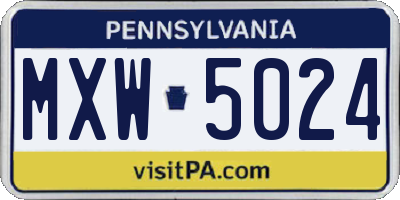 PA license plate MXW5024