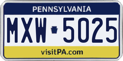 PA license plate MXW5025