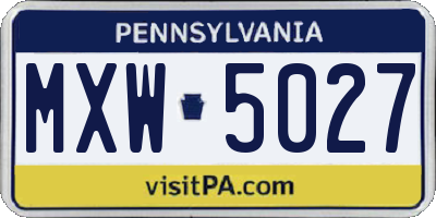 PA license plate MXW5027