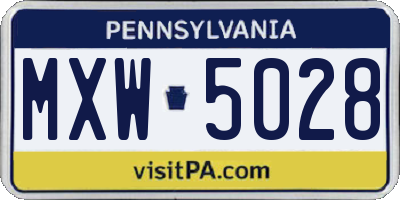 PA license plate MXW5028