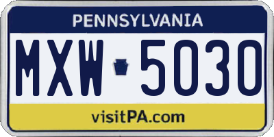 PA license plate MXW5030