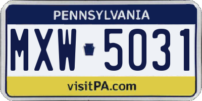 PA license plate MXW5031