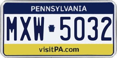 PA license plate MXW5032