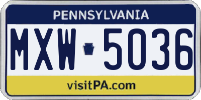 PA license plate MXW5036