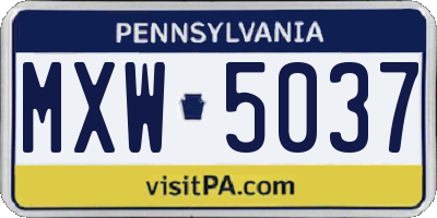 PA license plate MXW5037