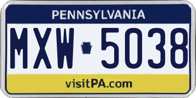 PA license plate MXW5038