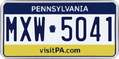 PA license plate MXW5041