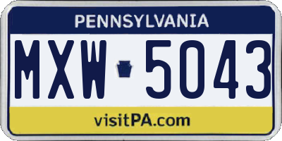 PA license plate MXW5043