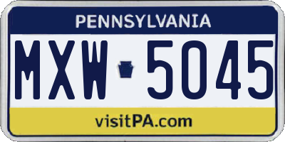 PA license plate MXW5045