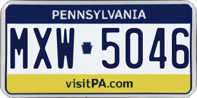 PA license plate MXW5046