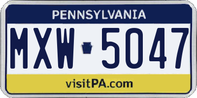 PA license plate MXW5047