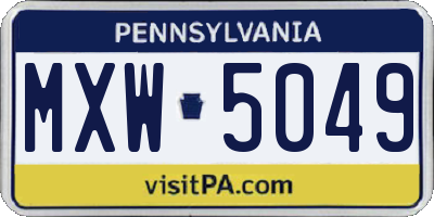 PA license plate MXW5049