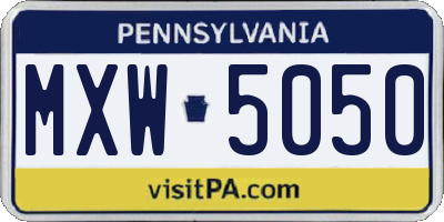 PA license plate MXW5050