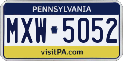 PA license plate MXW5052