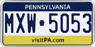 PA license plate MXW5053