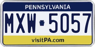 PA license plate MXW5057