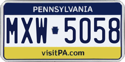 PA license plate MXW5058