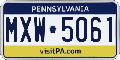 PA license plate MXW5061
