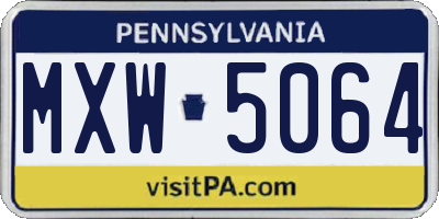 PA license plate MXW5064