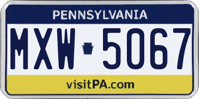 PA license plate MXW5067