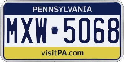 PA license plate MXW5068