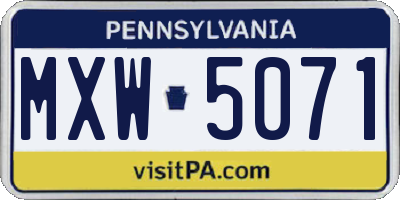 PA license plate MXW5071