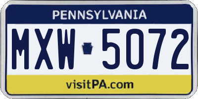 PA license plate MXW5072