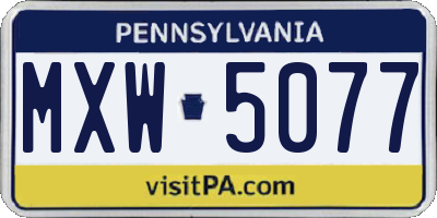 PA license plate MXW5077