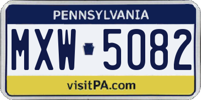 PA license plate MXW5082