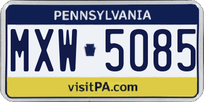 PA license plate MXW5085