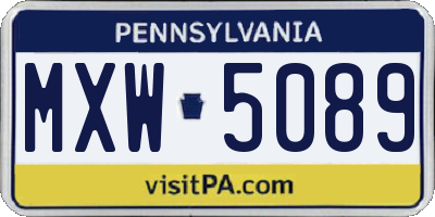 PA license plate MXW5089