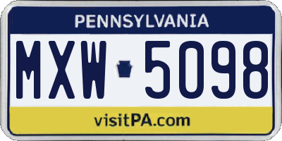PA license plate MXW5098