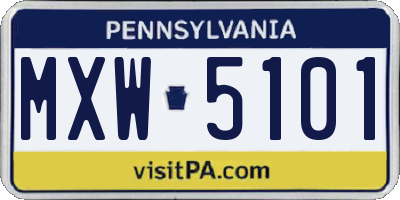 PA license plate MXW5101