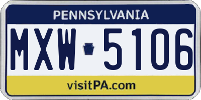 PA license plate MXW5106