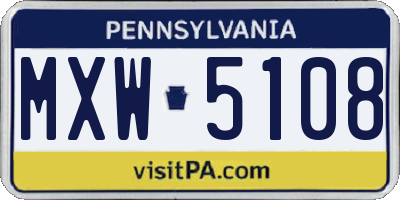 PA license plate MXW5108