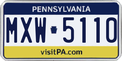 PA license plate MXW5110