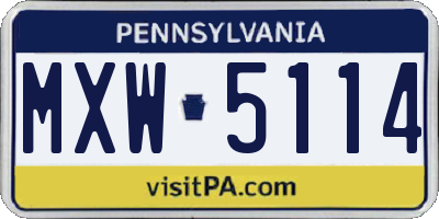 PA license plate MXW5114