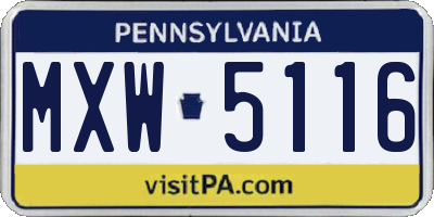 PA license plate MXW5116