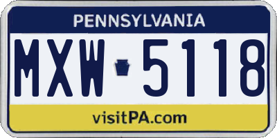 PA license plate MXW5118