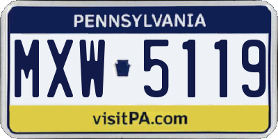 PA license plate MXW5119