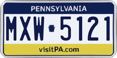 PA license plate MXW5121