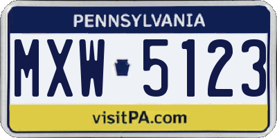 PA license plate MXW5123